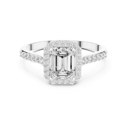 Emerald Halo Lab Grown Diamond Engagement Ring