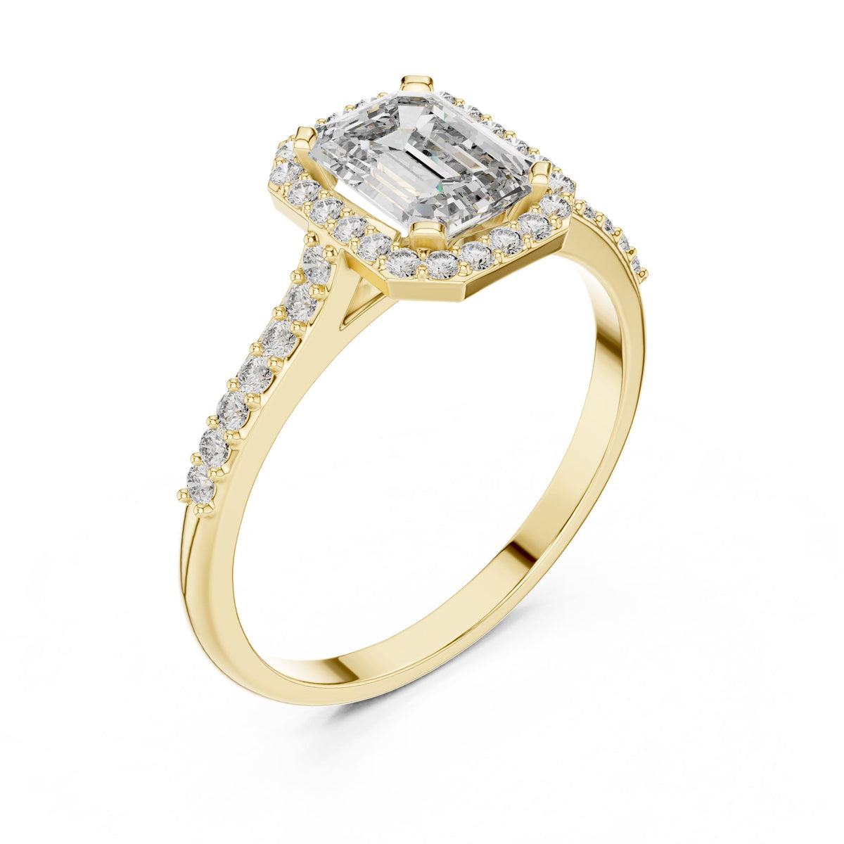 Emerald Halo Lab Grown Diamond Engagement Ring