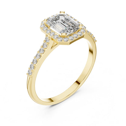 Emerald Halo Lab Grown Diamond Engagement Ring