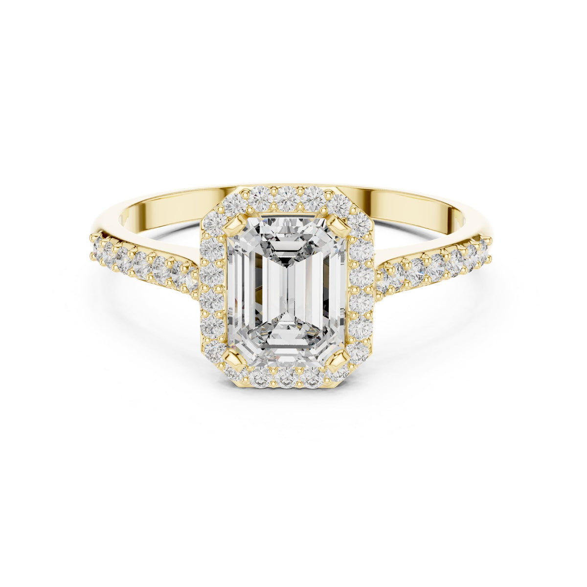 Emerald Halo Lab Grown Diamond Engagement Ring