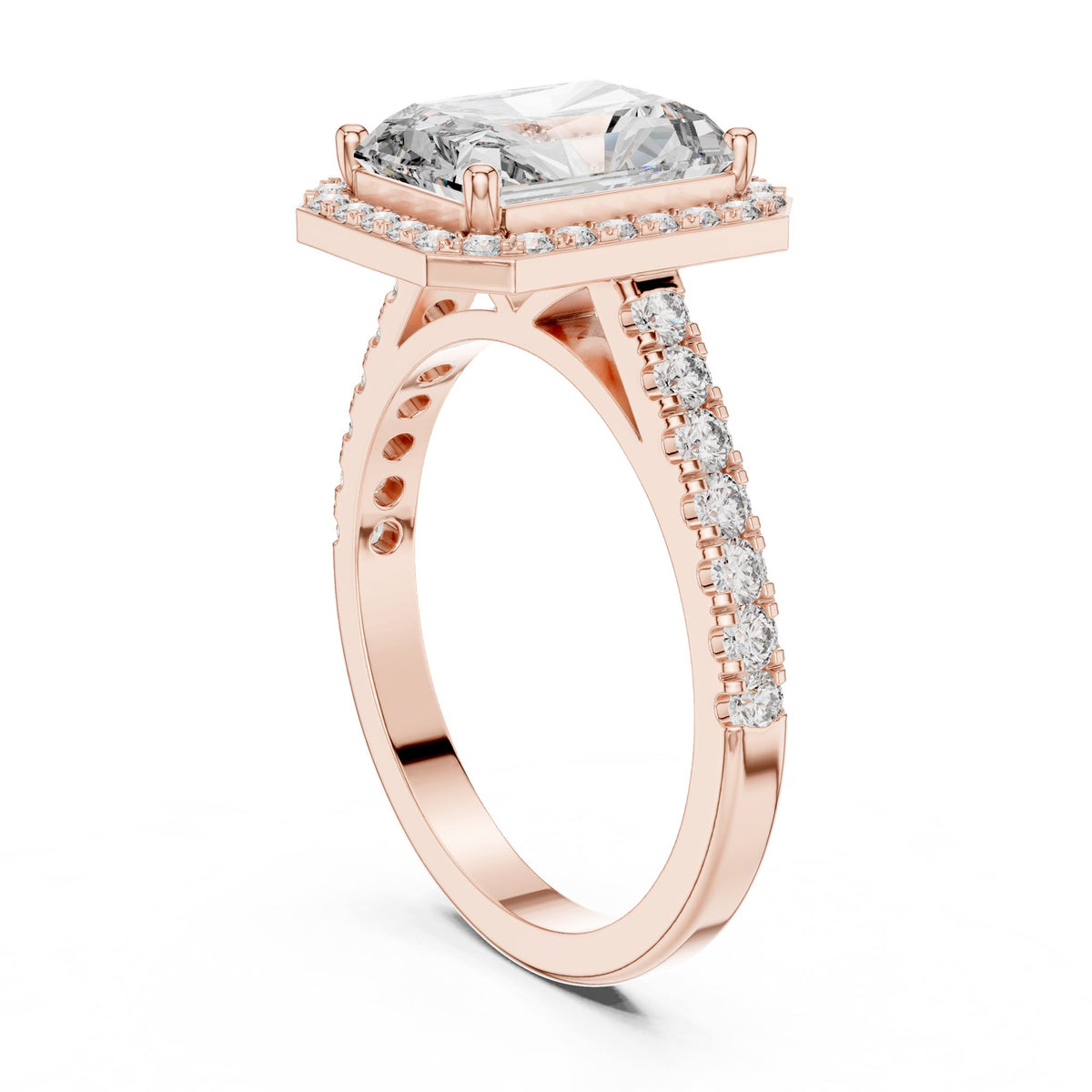 Emerald Halo Lab Grown Diamond Engagement Ring