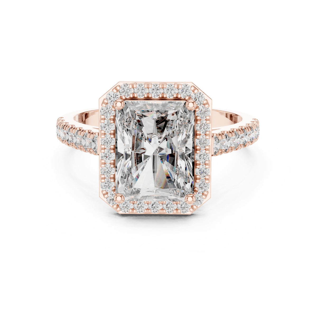 Emerald Halo Lab Grown Diamond Engagement Ring