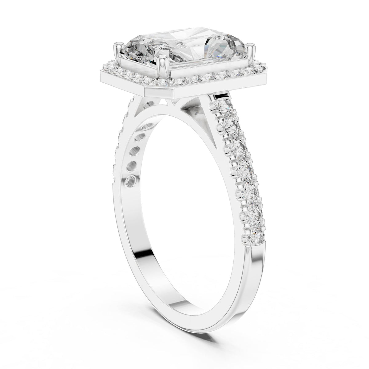 Emerald Halo Lab Grown Diamond Engagement Ring