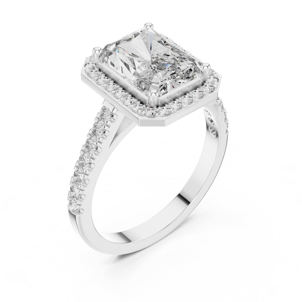 Emerald Halo Lab Grown Diamond Engagement Ring