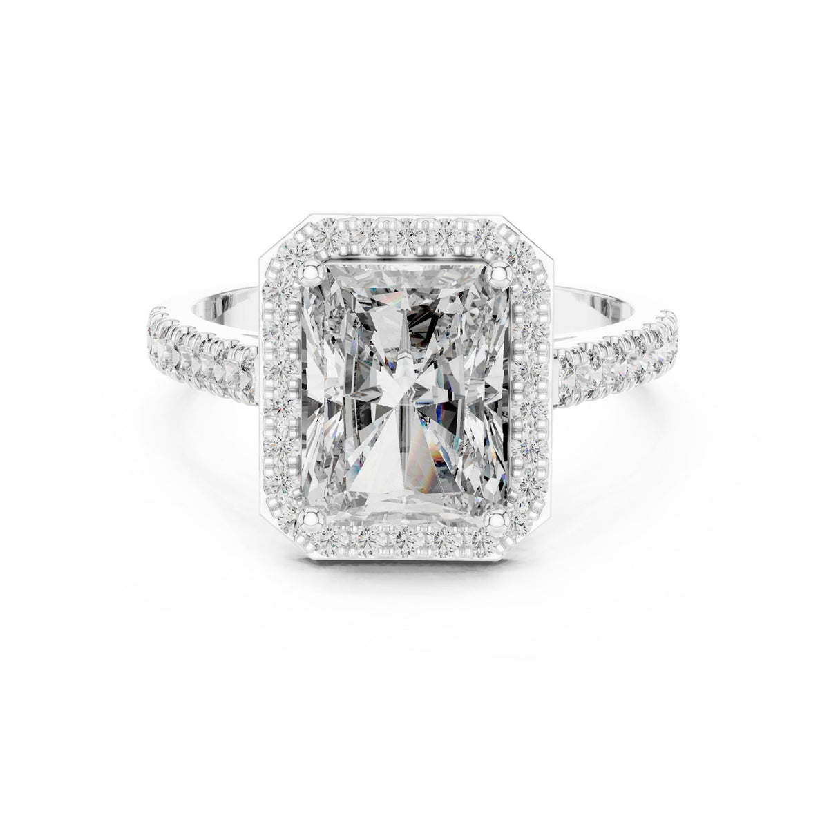 Emerald Halo Lab Grown Diamond Engagement Ring