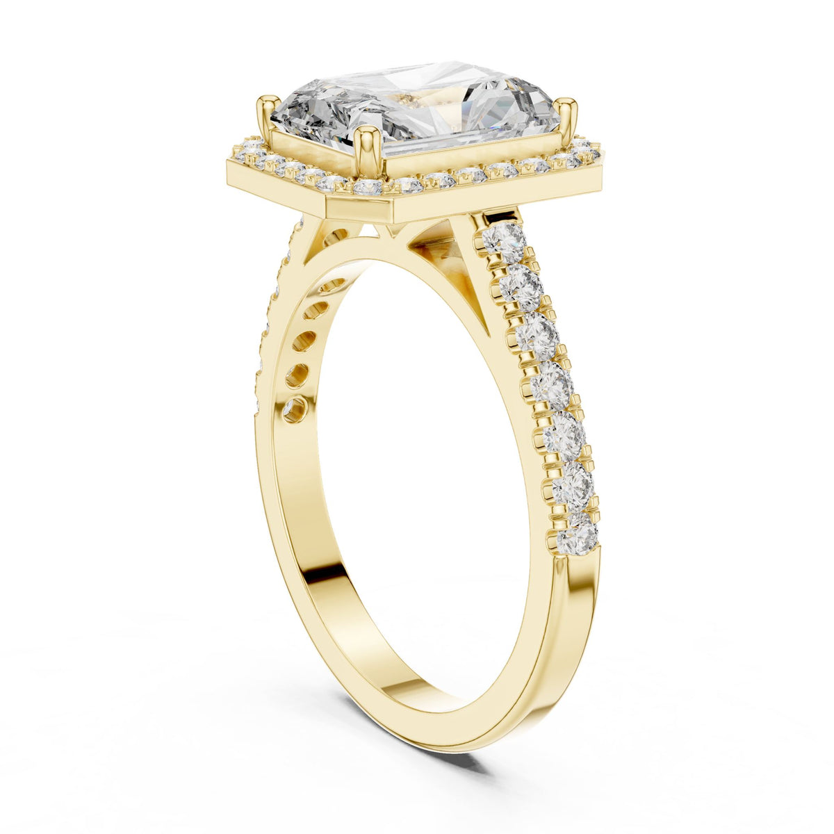 Emerald Halo Lab Grown Diamond Engagement Ring