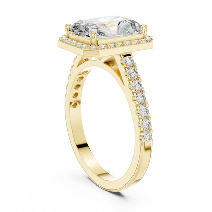 Emerald Halo Lab Grown Diamond Engagement Ring