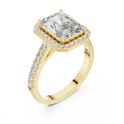 Emerald Halo Lab Grown Diamond Engagement Ring