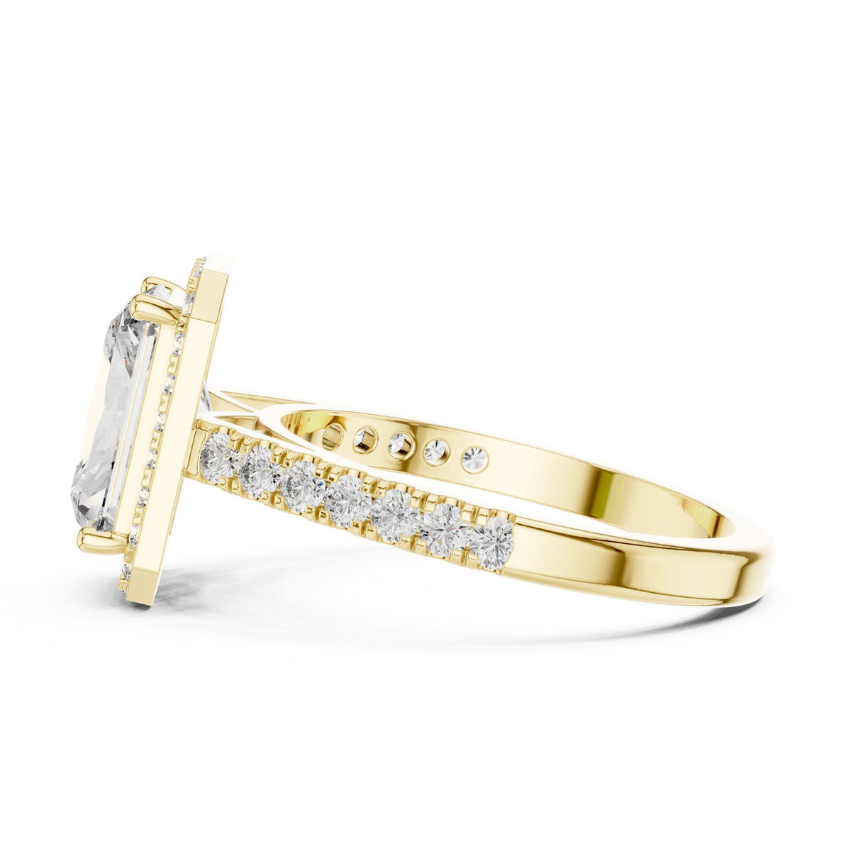 Emerald Halo Lab Grown Diamond Engagement Ring