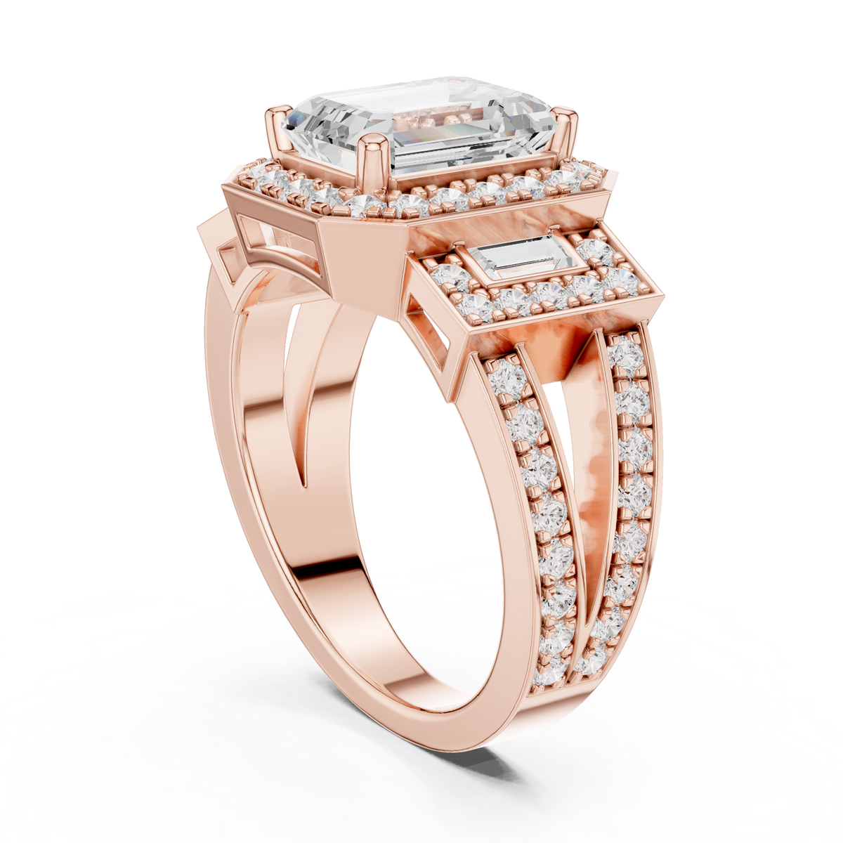 Emerald Halo Lab Grown Diamond Engagement Ring