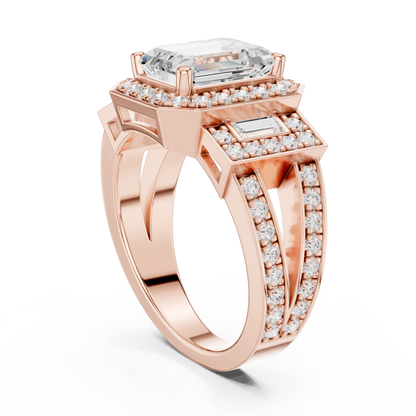 Emerald Halo Lab Grown Diamond Engagement Ring