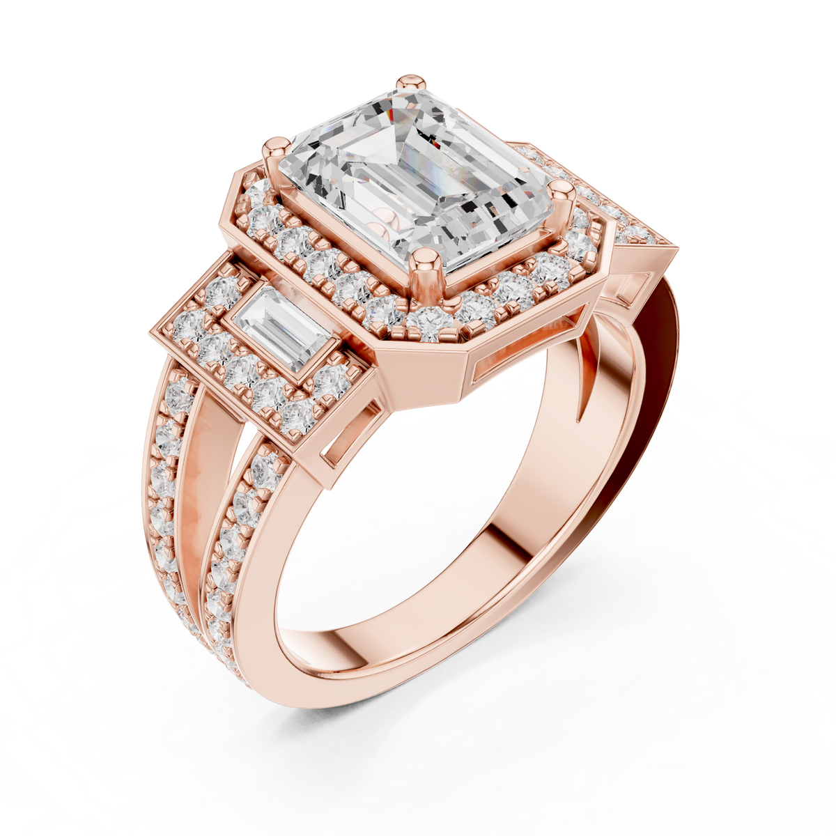 Emerald Halo Lab Grown Diamond Engagement Ring
