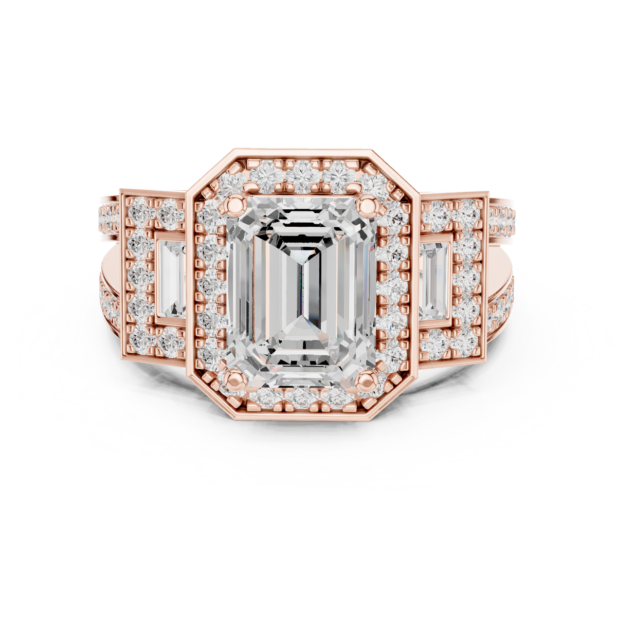 Emerald Halo Lab Grown Diamond Engagement Ring