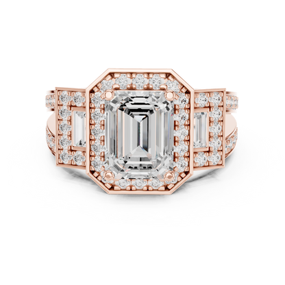 Emerald Halo Lab Grown Diamond Engagement Ring