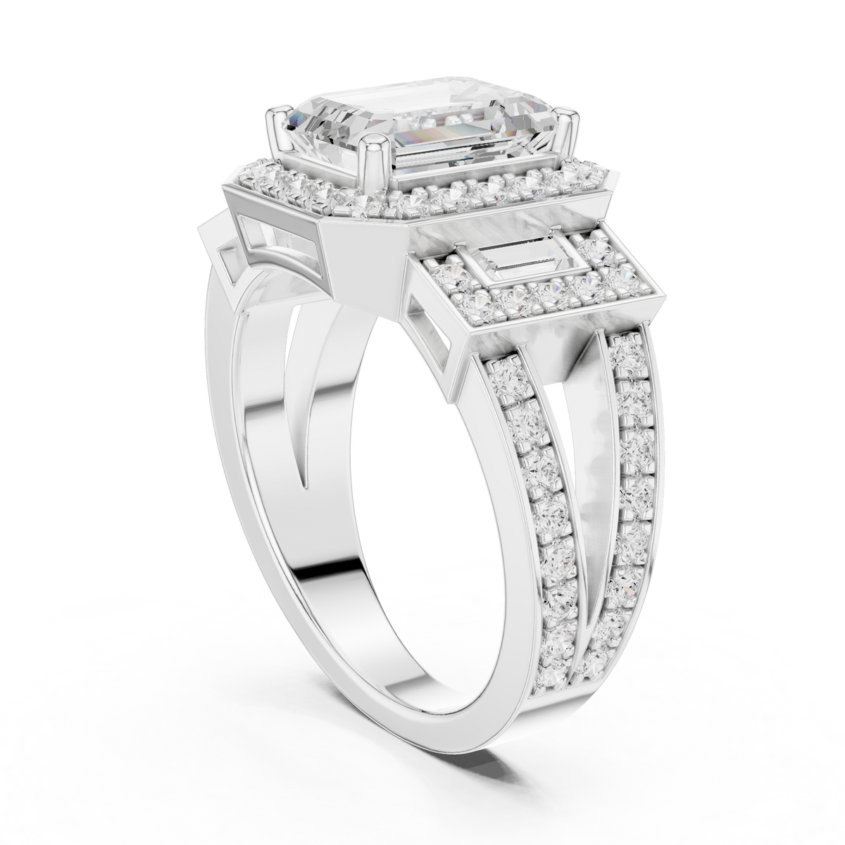 Emerald Halo Lab Grown Diamond Engagement Ring