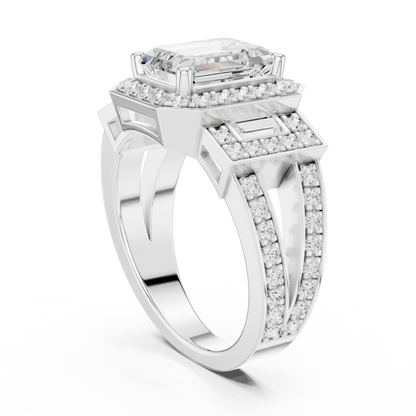 Emerald Halo Lab Grown Diamond Engagement Ring