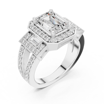 Emerald Halo Lab Grown Diamond Engagement Ring