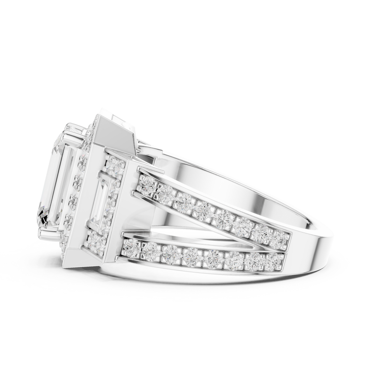 Emerald Halo Lab Grown Diamond Engagement Ring