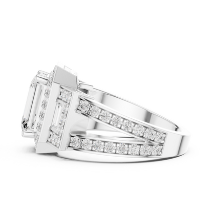 Emerald Halo Lab Grown Diamond Engagement Ring