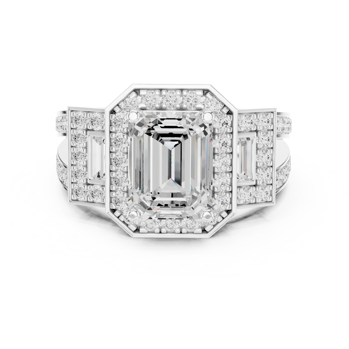 Emerald Halo Lab Grown Diamond Engagement Ring