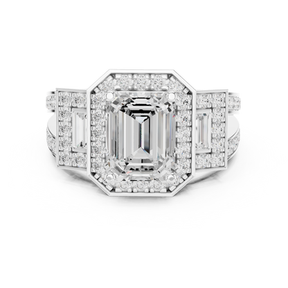 Emerald Halo Lab Grown Diamond Engagement Ring