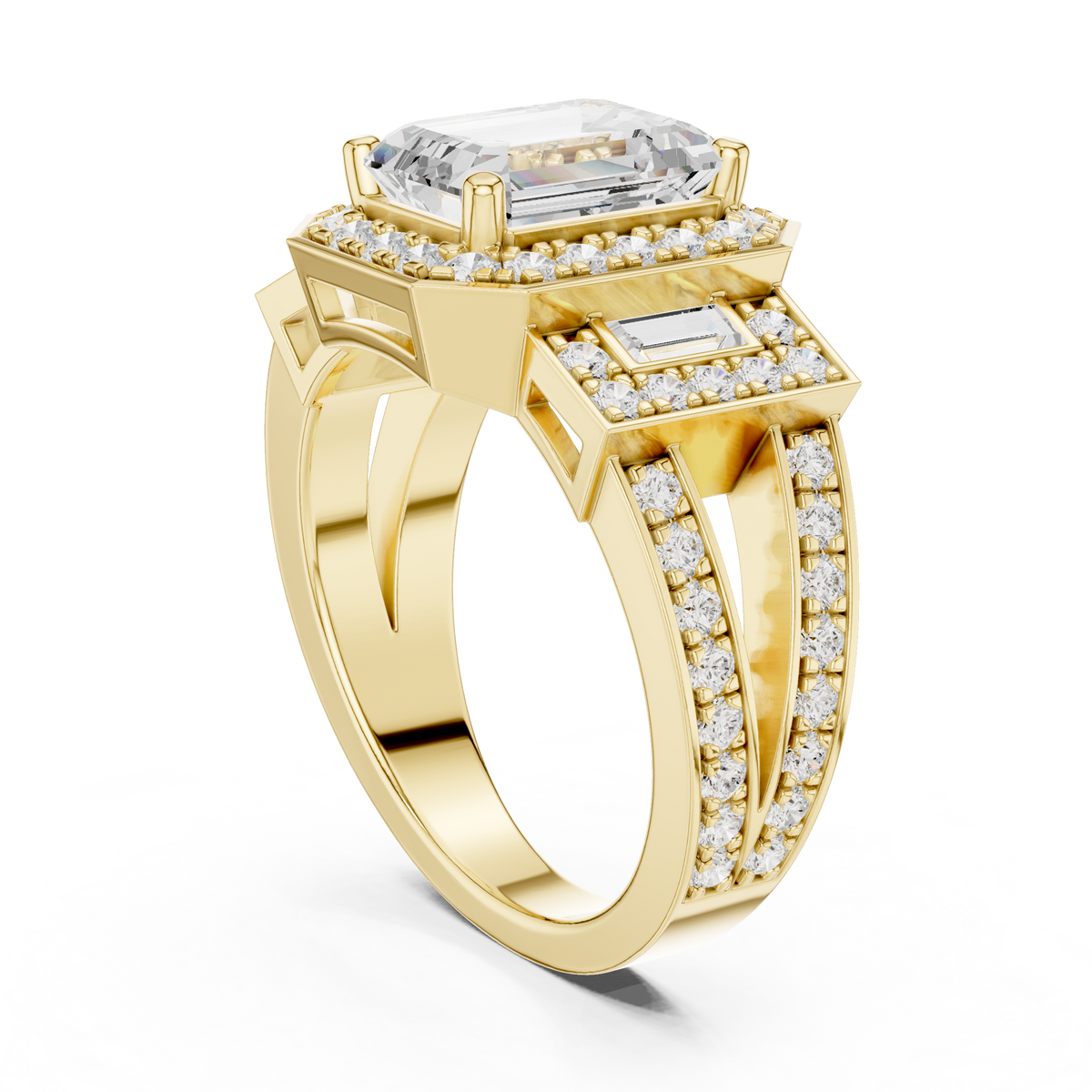 Emerald Halo Lab Grown Diamond Engagement Ring