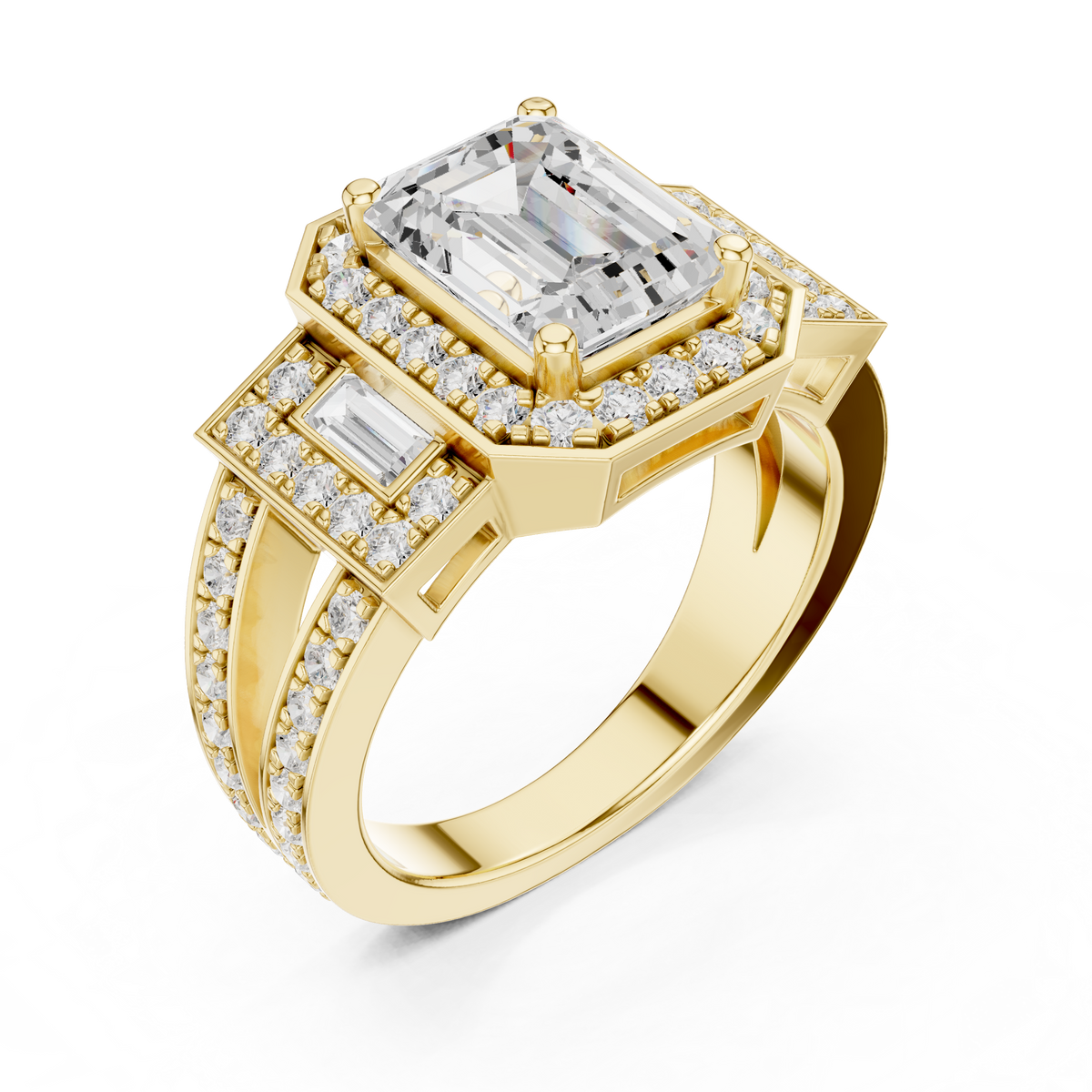 Emerald Halo Lab Grown Diamond Engagement Ring