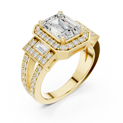 Emerald Halo Lab Grown Diamond Engagement Ring