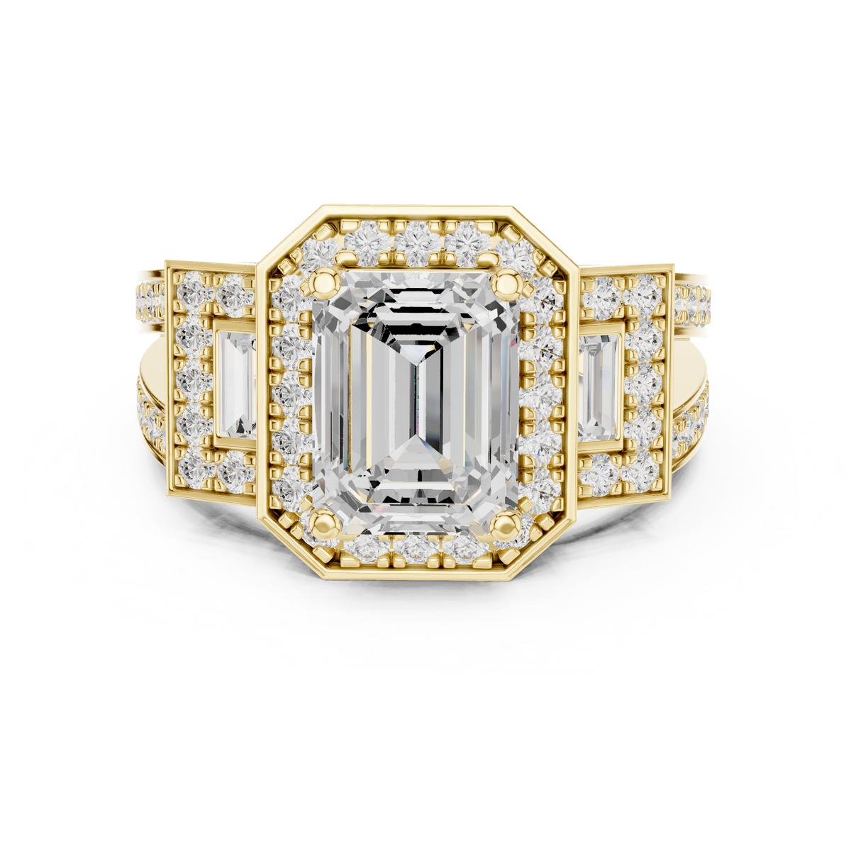 Emerald Halo Lab Grown Diamond Engagement Ring