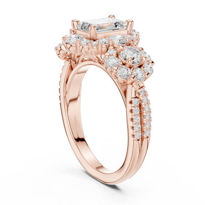 Emerald Halo Lab Grown Diamond Engagement Ring