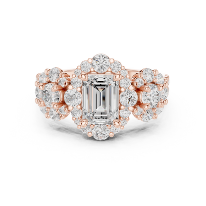 Emerald Halo Lab Grown Diamond Engagement Ring