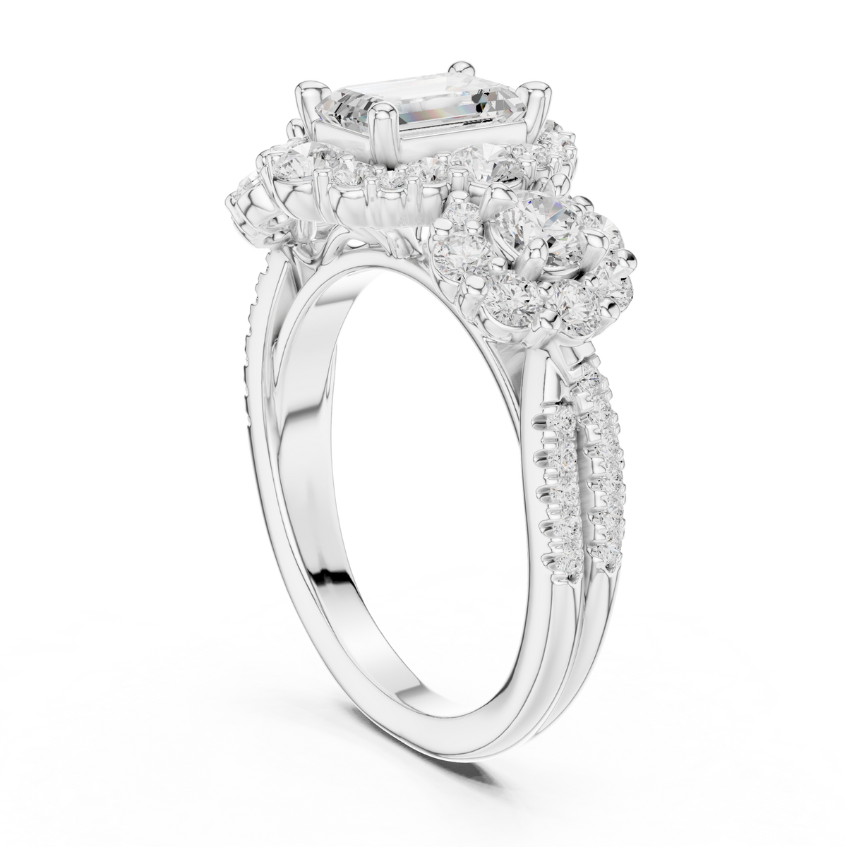 Emerald Halo Lab Grown Diamond Engagement Ring