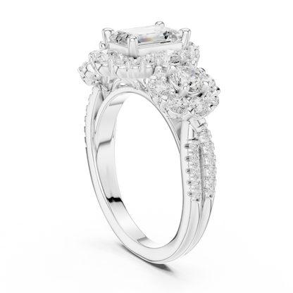 Emerald Halo Lab Grown Diamond Engagement Ring