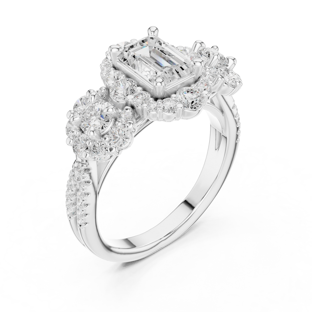Emerald Halo Lab Grown Diamond Engagement Ring