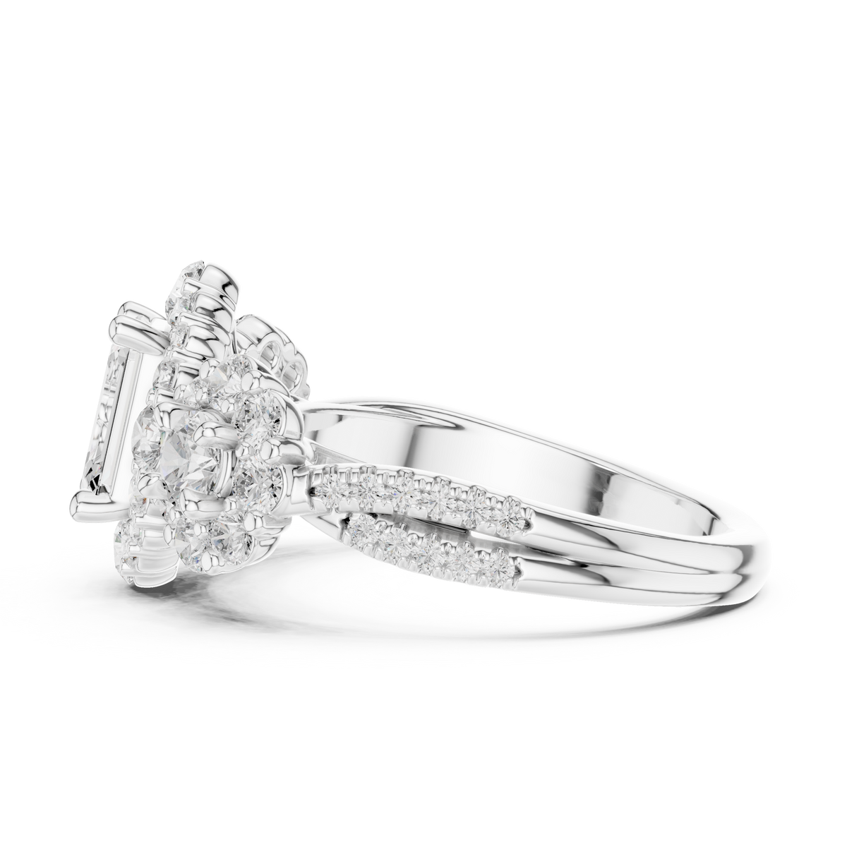 Emerald Halo Lab Grown Diamond Engagement Ring