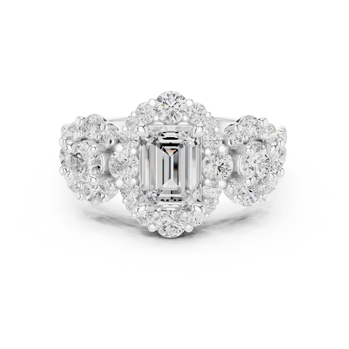 Emerald Halo Lab Grown Diamond Engagement Ring