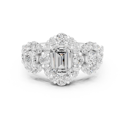 Emerald Halo Lab Grown Diamond Engagement Ring