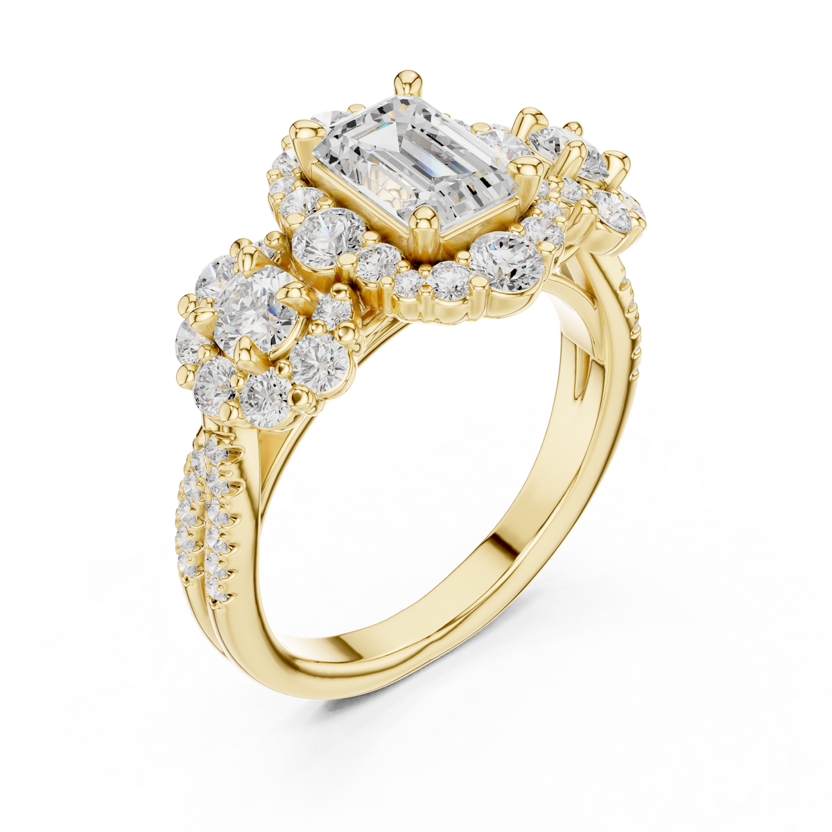 Emerald Halo Lab Grown Diamond Engagement Ring