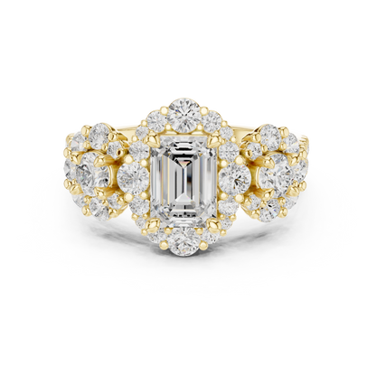 Emerald Halo Lab Grown Diamond Engagement Ring