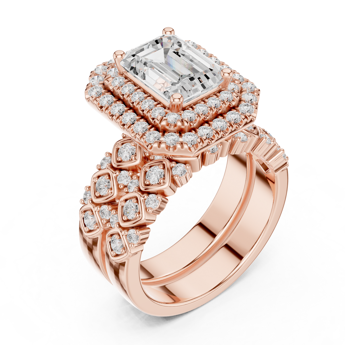 Emerald Halo Lab Grown Diamond Engagement Ring