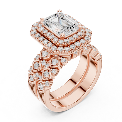 Emerald Halo Lab Grown Diamond Engagement Ring