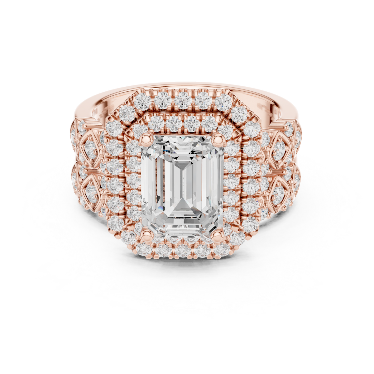 Emerald Halo Lab Grown Diamond Engagement Ring