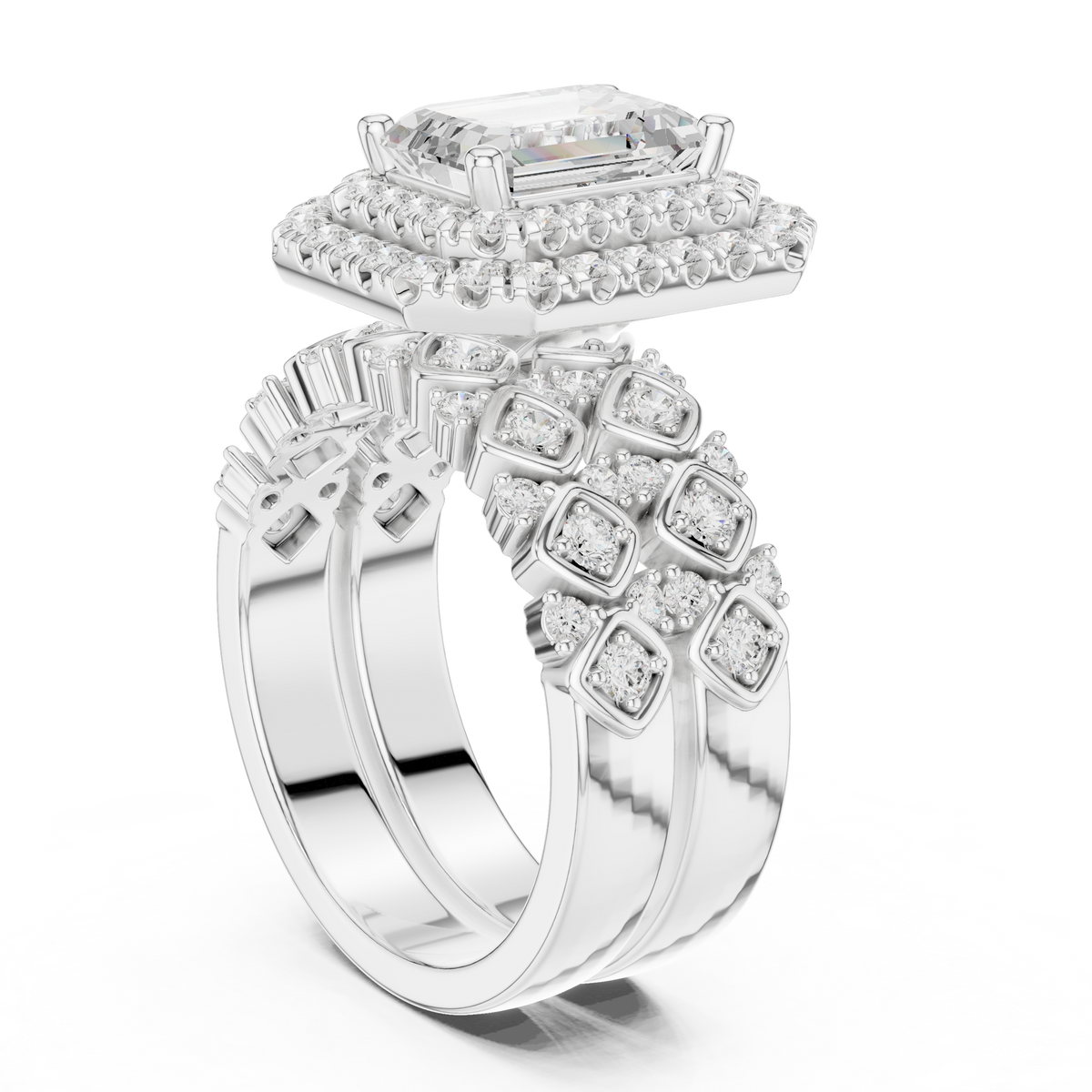 Emerald Halo Lab Grown Diamond Engagement Ring