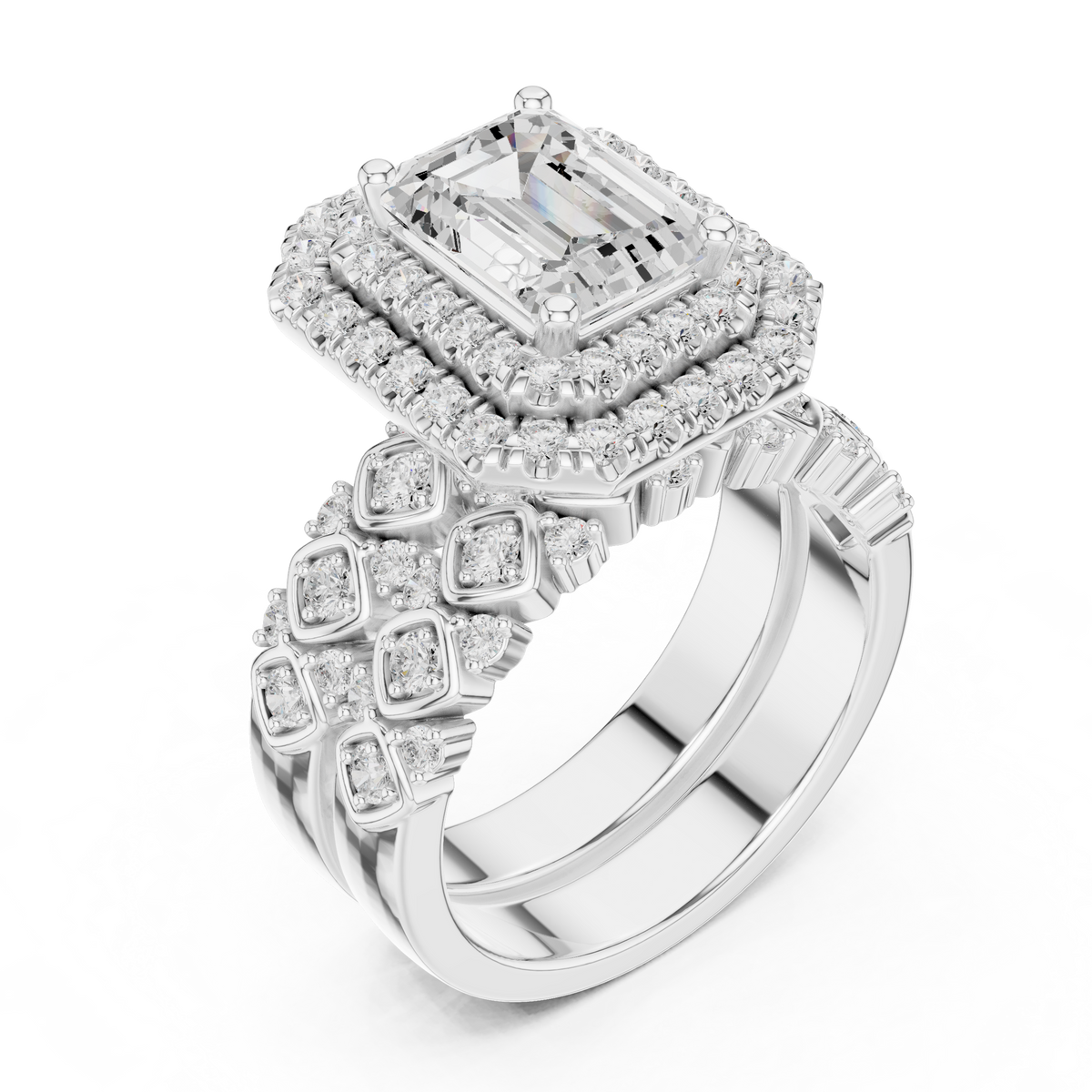 Emerald Halo Lab Grown Diamond Engagement Ring