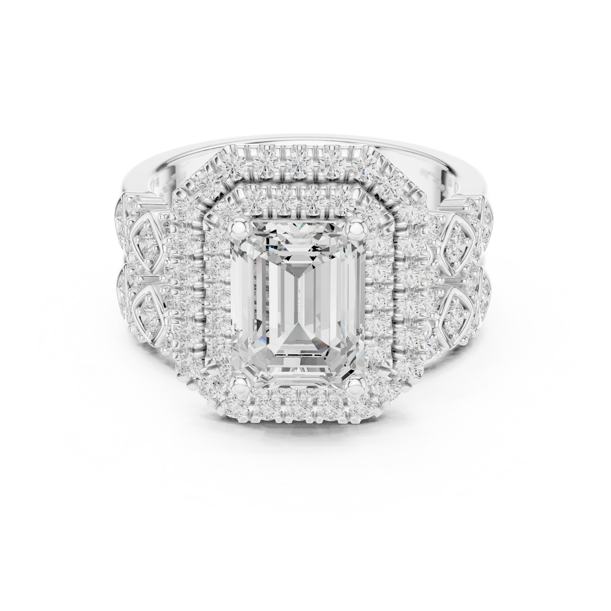 Emerald Halo Lab Grown Diamond Engagement Ring
