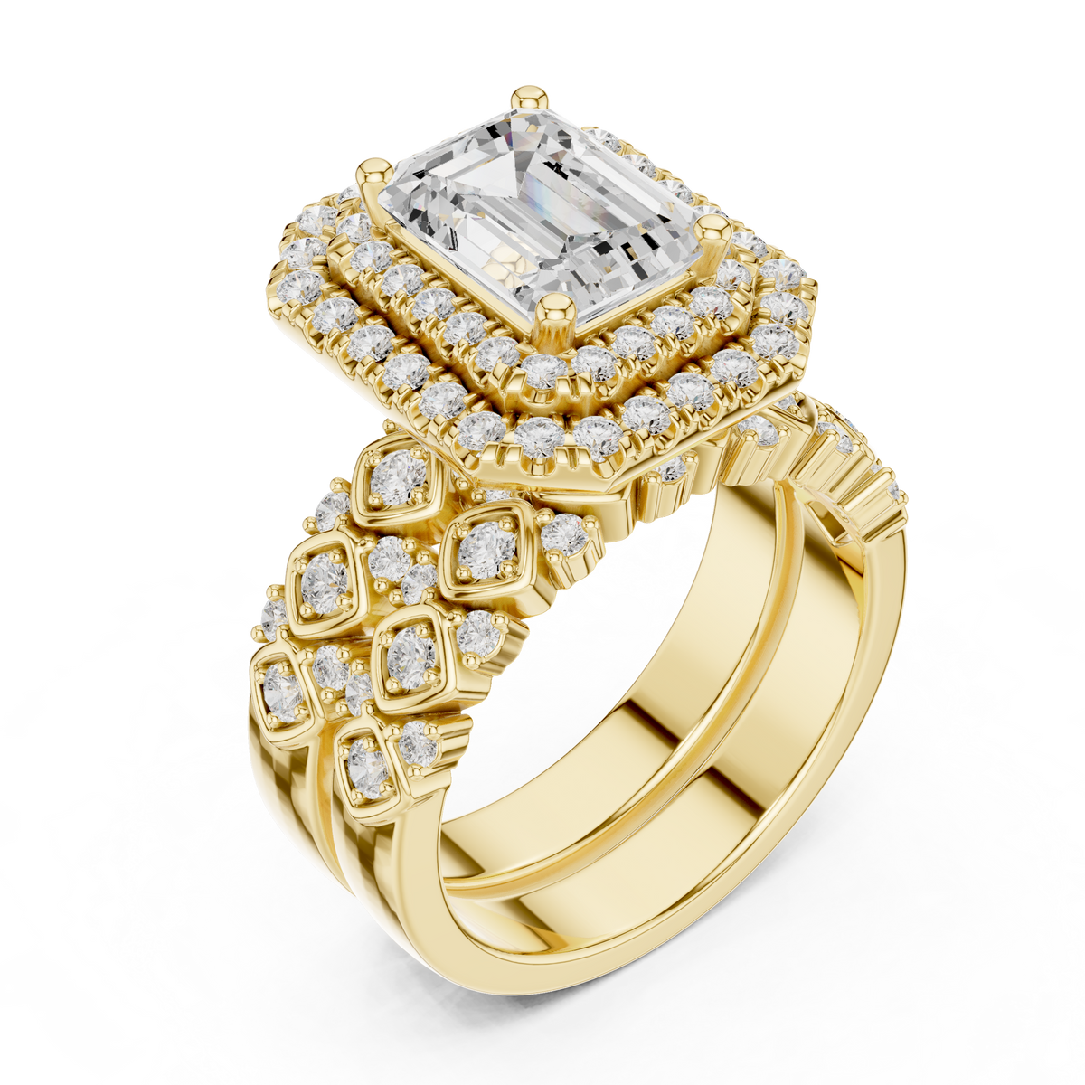 Emerald Halo Lab Grown Diamond Engagement Ring