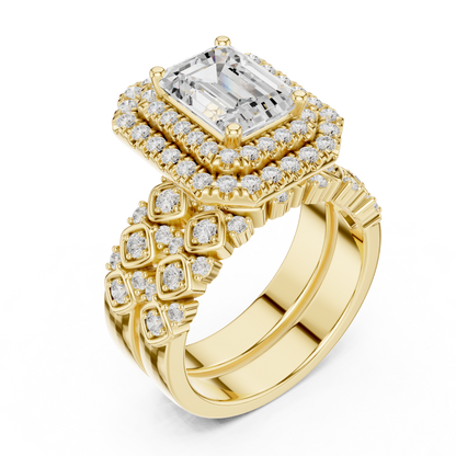 Emerald Halo Lab Grown Diamond Engagement Ring
