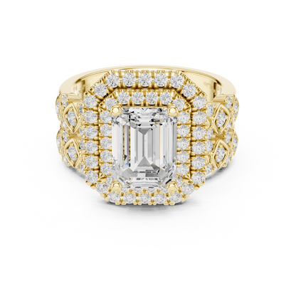 Emerald Halo Lab Grown Diamond Engagement Ring