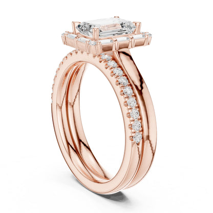 Emerald Halo Lab Grown Diamond Engagement Ring