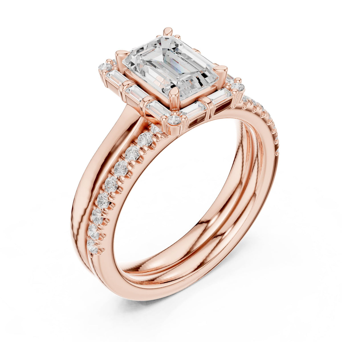 Emerald Halo Lab Grown Diamond Engagement Ring
